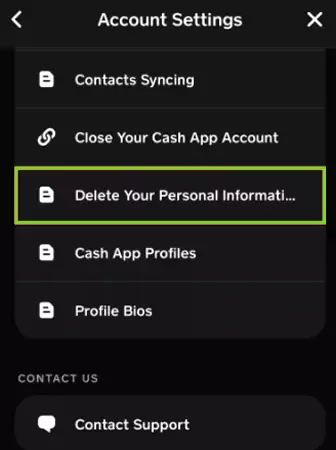 Tap on Delete Your Personal Information